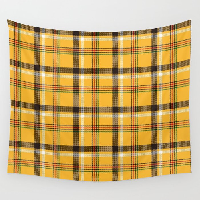 Vintage Yellow Tartan Plaid Pattern Wall Tapestry Gallery Image 4
