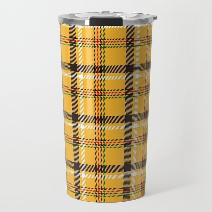 Vintage Yellow Tartan Plaid Pattern Travel Mug Gallery Image 1