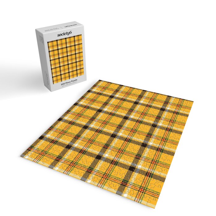 Vintage Yellow Tartan Plaid Pattern Jigsaw Puzzle Gallery Image 2