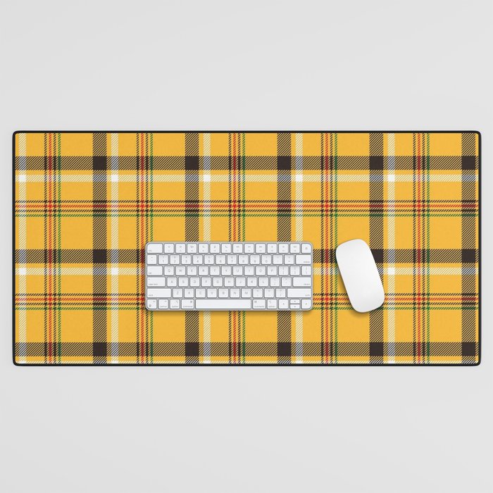 Vintage Yellow Tartan Plaid Pattern Desk Mat Gallery Image 1