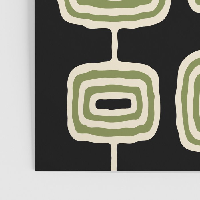 Mid Century Modern Decoration 236 Black Beige and Olive Green Poster Gallery Image 3