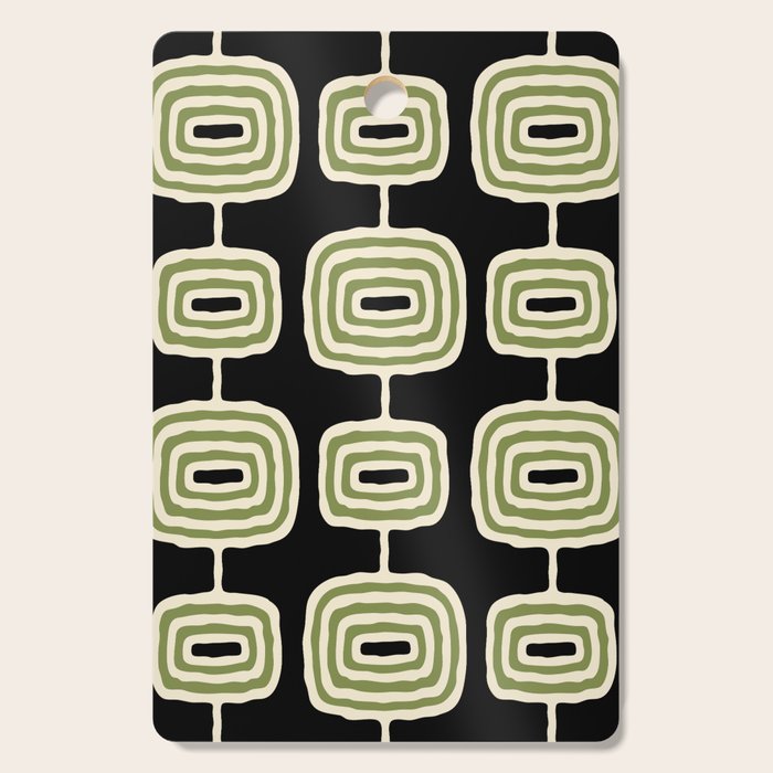 Mid Century Modern Decoration 236 Black Beige and Olive Green Cutting Board Gallery Image 1