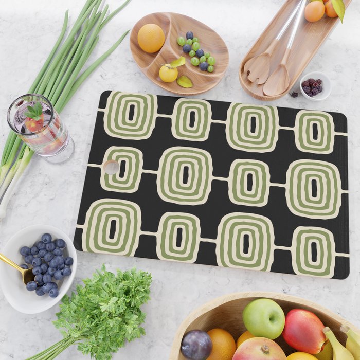 Mid Century Modern Decoration 236 Black Beige and Olive Green Cutting Board Gallery Image 2