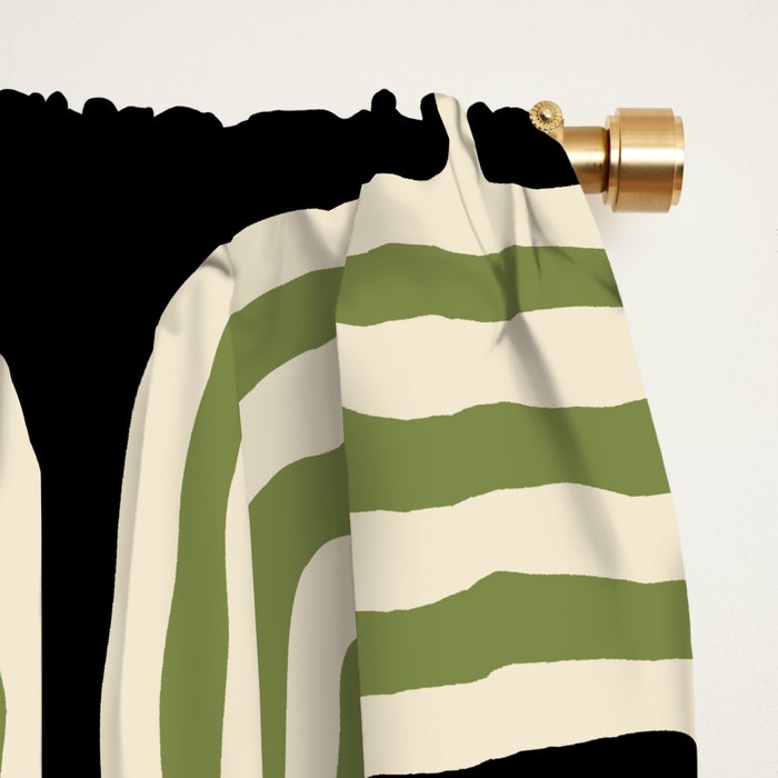 Mid Century Modern Decoration 236 Black Beige and Olive Green Window Curtain Gallery Image 2