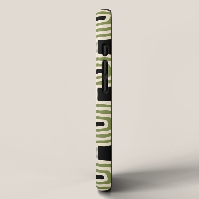 Mid Century Modern Decoration 236 Black Beige and Olive Green iPhone Case Gallery Image 2