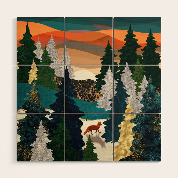 Amber Fox Wood Wall Art Gallery Image 1