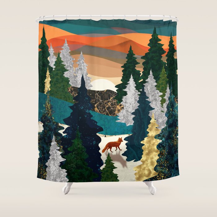 Amber Fox Shower Curtain Gallery Image 1