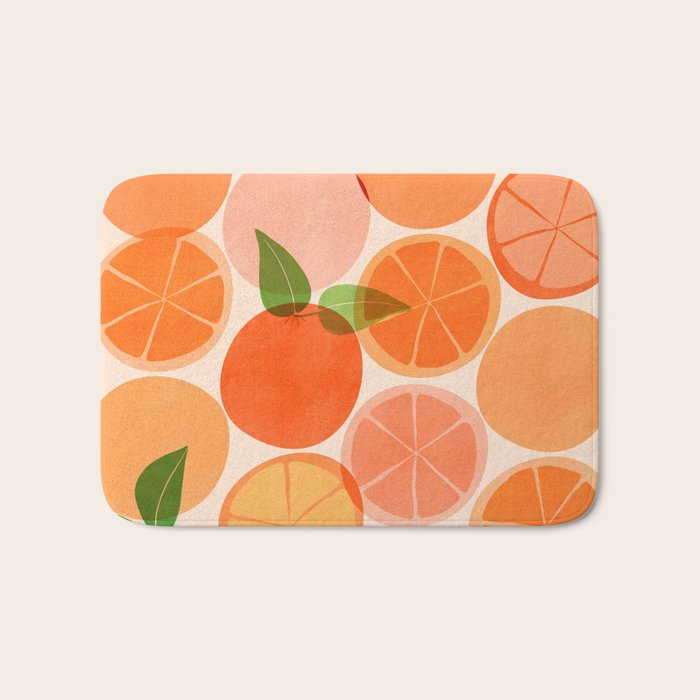 Sunny Oranges Tropical Fruit Illustration Bath Mat Gallery Image 1