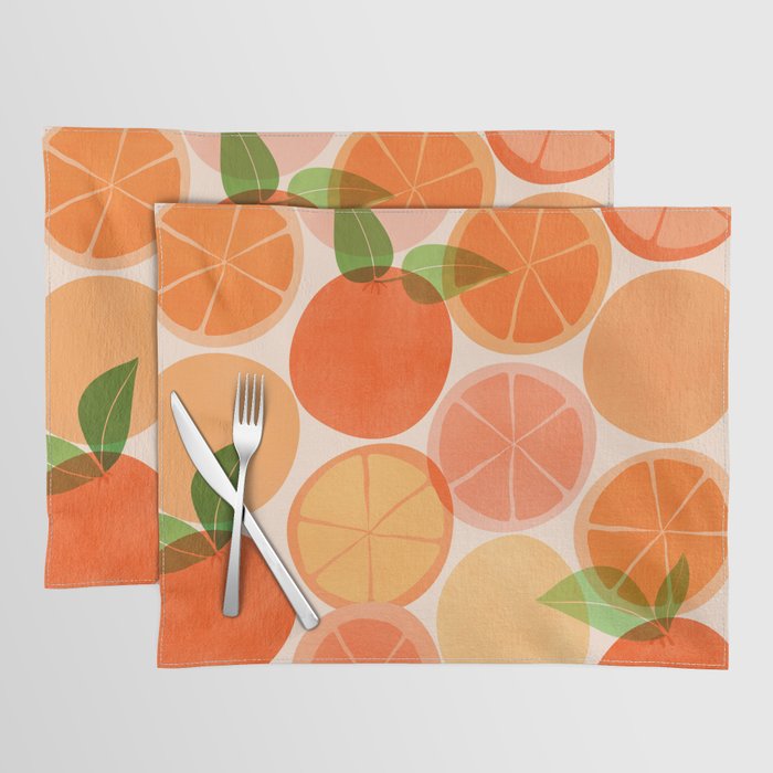 Sunny Oranges Tropical Fruit Illustration Placemat Gallery Image 1