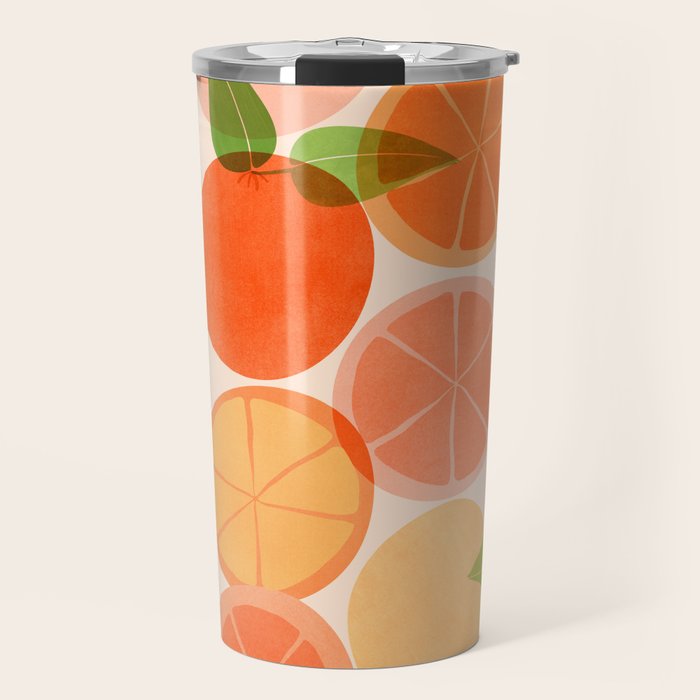 Sunny Oranges Tropical Fruit Illustration Travel Mug Gallery Image 1