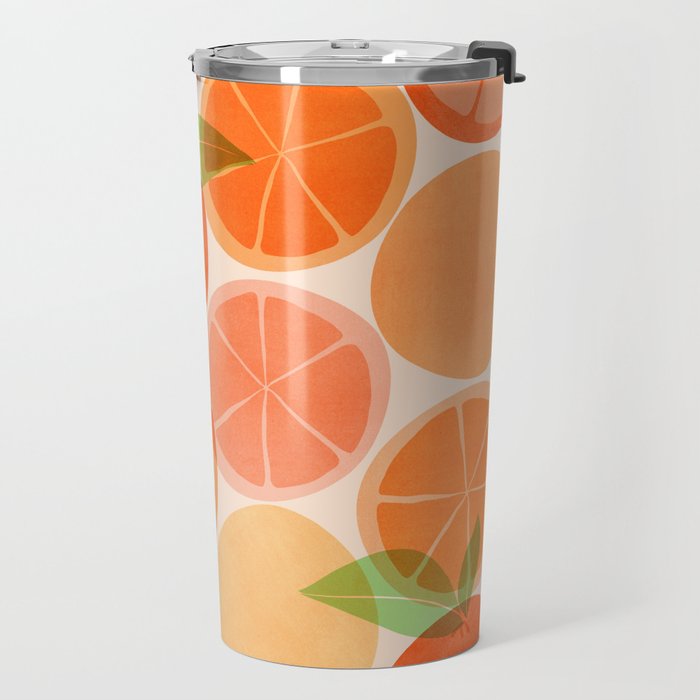 Sunny Oranges Tropical Fruit Illustration Travel Mug Gallery Image 2