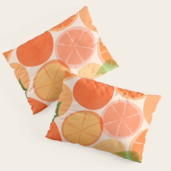 Sunny Oranges Tropical Fruit Illustration Pillow Sham Gallery Image 3