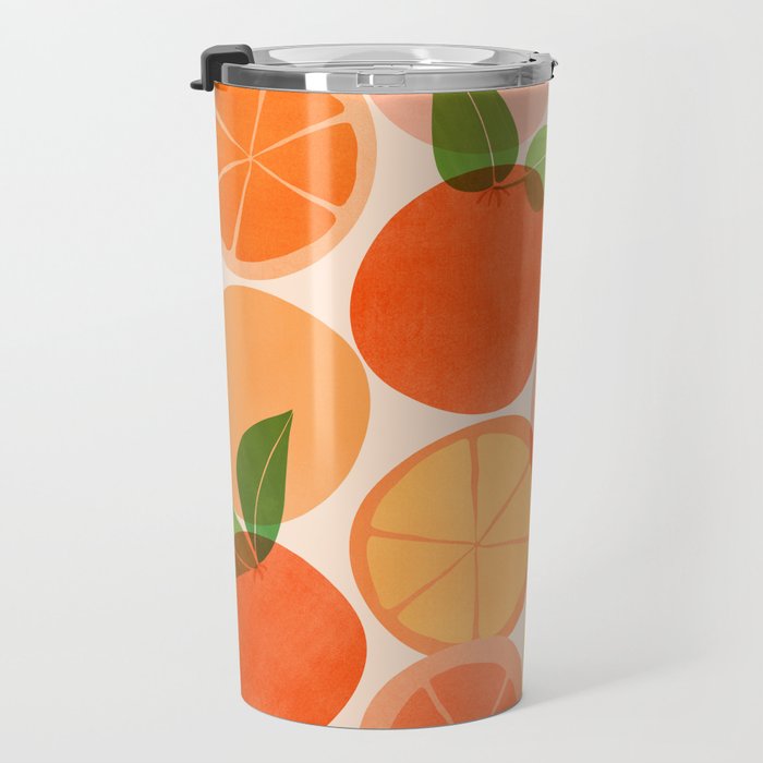 Sunny Oranges Tropical Fruit Illustration Travel Mug Gallery Image 3