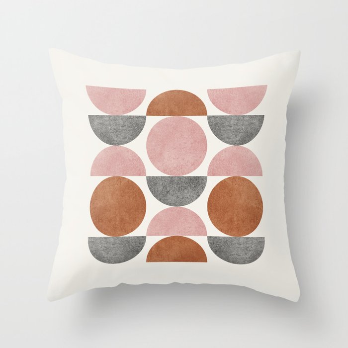 Pink brown retro scandinavian pattern Throw Pillow Gallery Image 6