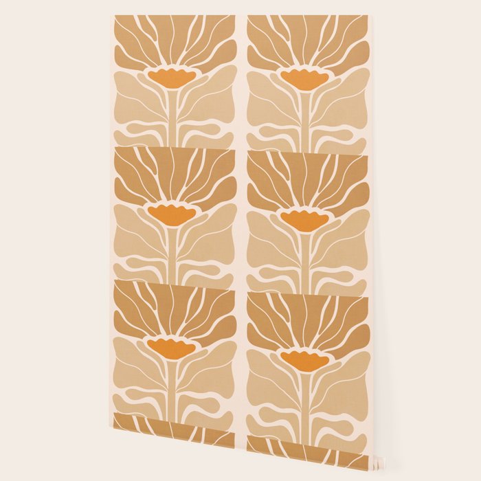 Modern Boho Art Nouveau Floral 2.1 Neutral Sand Wallpaper Gallery Image 2