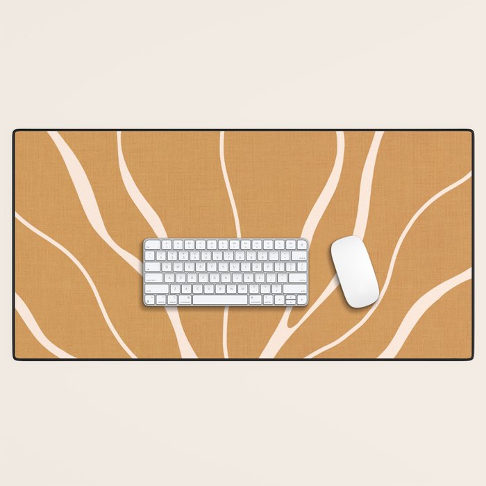 Modern Boho Art Nouveau Floral 2.1 Neutral Sand Desk Mat Gallery Image 1