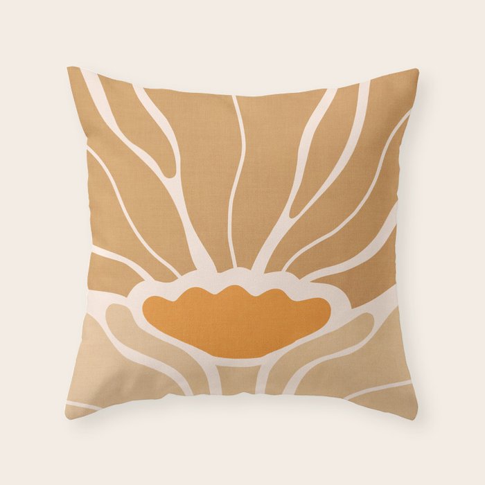 Modern Boho Art Nouveau Floral 2.1 Neutral Sand Throw Pillow Gallery Image 6