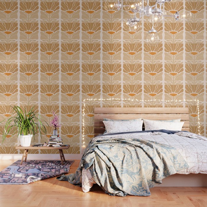 Modern Boho Art Nouveau Floral 2.1 Neutral Sand Wallpaper Gallery Image 1