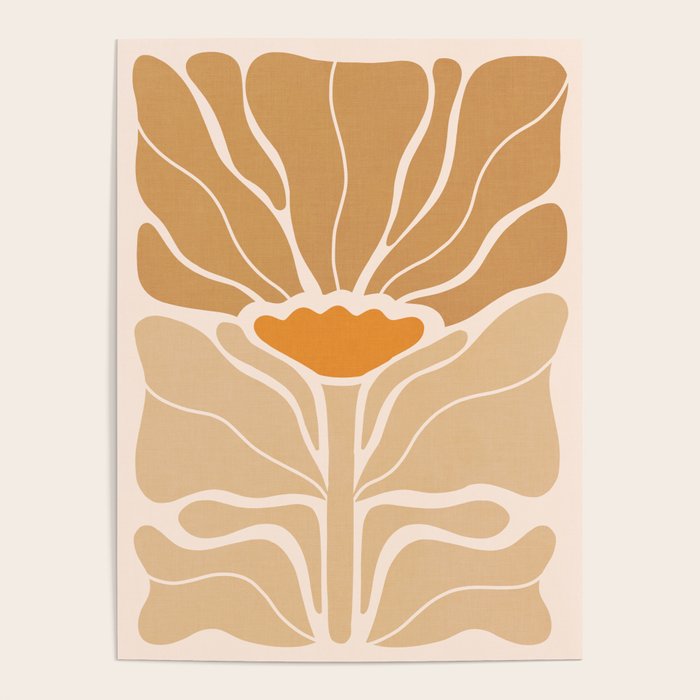 Modern Boho Art Nouveau Floral 2.1 Neutral Sand Poster Gallery Image 4