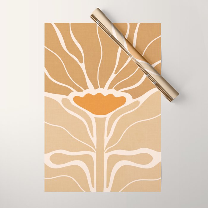 Modern Boho Art Nouveau Floral 2.1 Neutral Sand Wrapping Paper Gallery Image 1