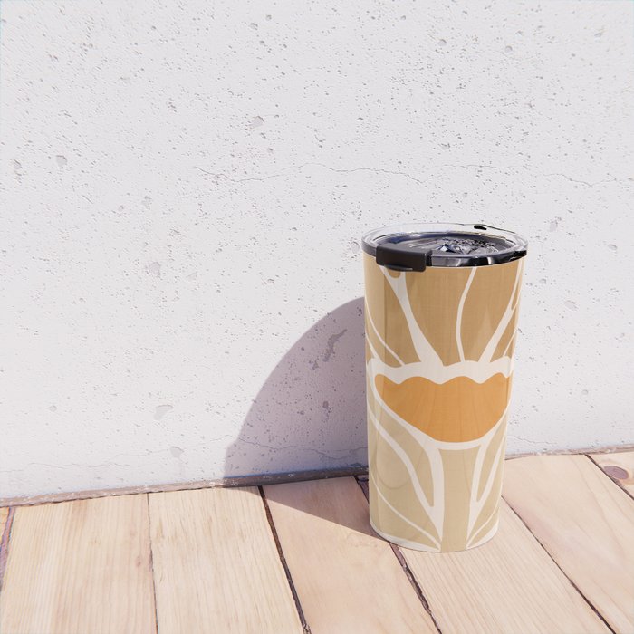 Modern Boho Art Nouveau Floral 2.1 Neutral Sand Travel Mug Gallery Image 4