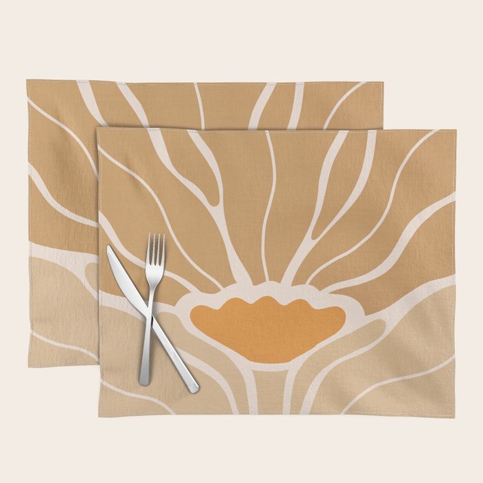 Modern Boho Art Nouveau Floral 2.1 Neutral Sand Placemat Gallery Image 1