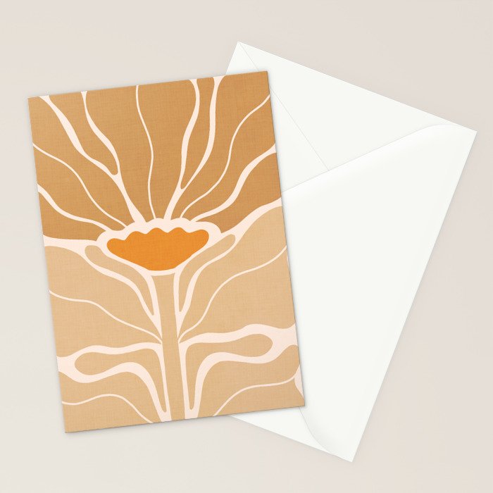 Modern Boho Art Nouveau Floral 2.1 Neutral Sand Stationery Card Gallery Image 2