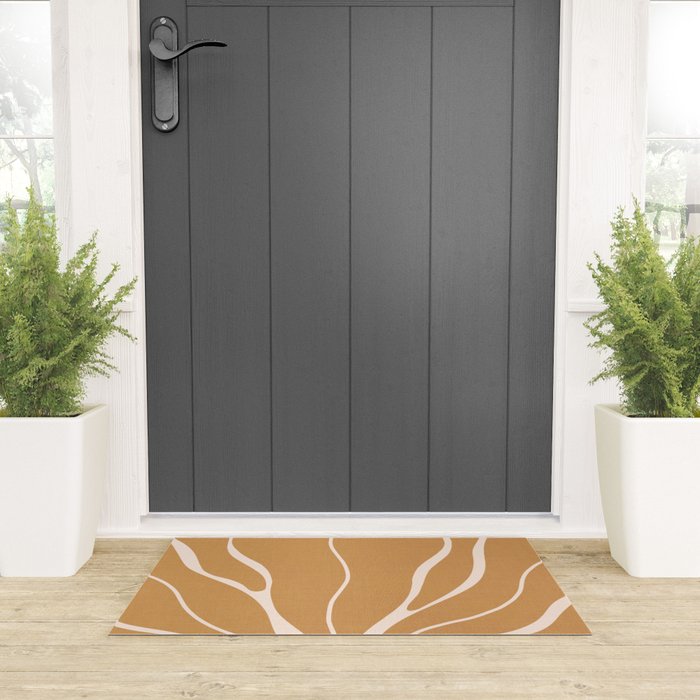 Modern Boho Art Nouveau Floral 2.1 Neutral Sand Welcome Mat Gallery Image 3