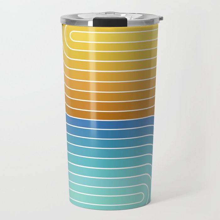 Gradient Curvature XII Beachy Blue and Orange Travel Mug Gallery Image 1