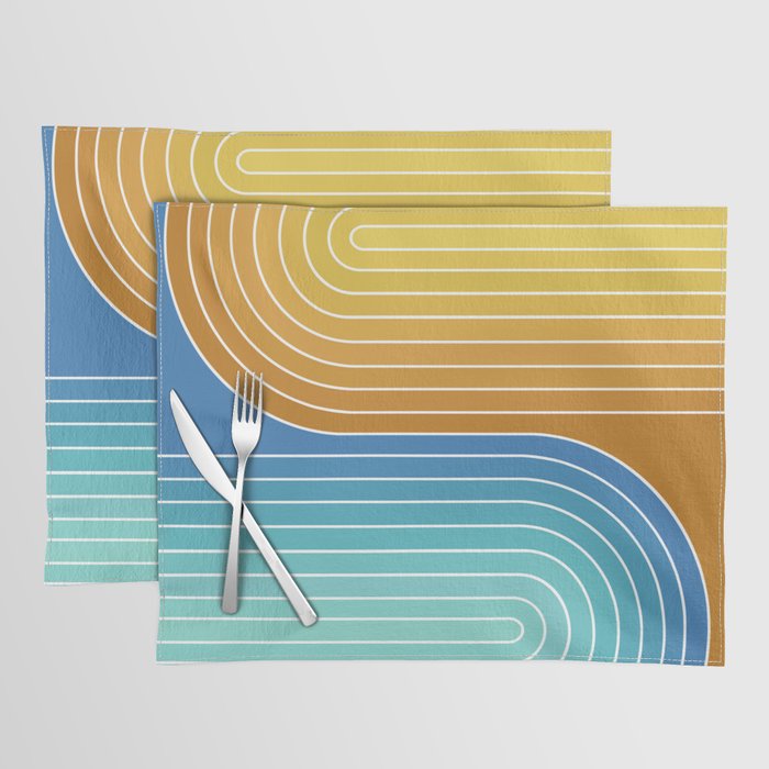 Gradient Curvature XII Beachy Blue and Orange Placemat Gallery Image 1