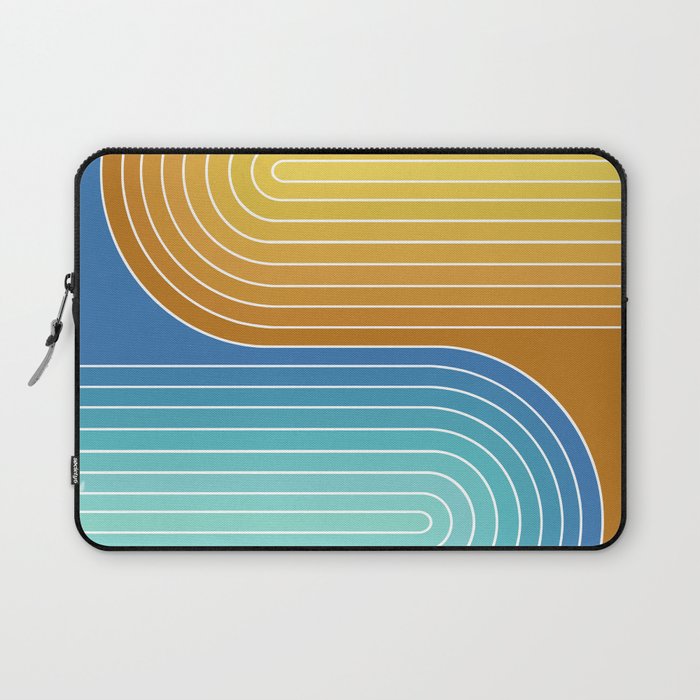 Gradient Curvature XII Beachy Blue and Orange Laptop Sleeve Gallery Image 1