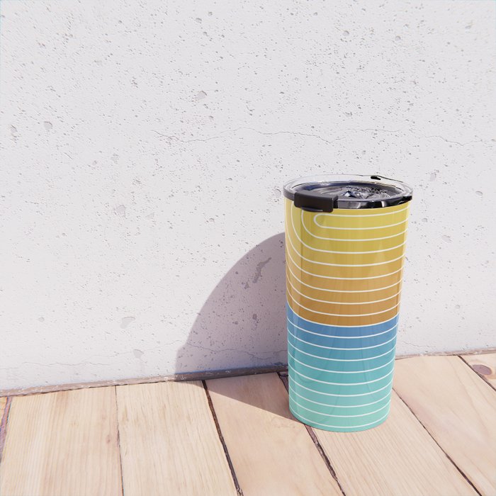 Gradient Curvature XII Beachy Blue and Orange Travel Mug Gallery Image 4