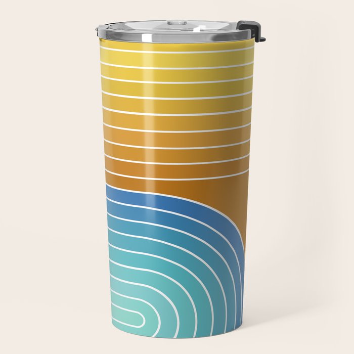 Gradient Curvature XII Beachy Blue and Orange Travel Mug Gallery Image 2