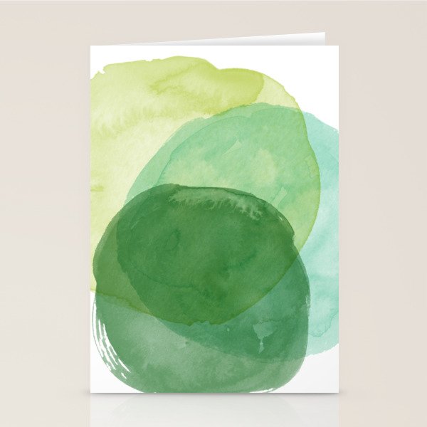 Abstract Organic Watercolor Shapes Painting in Green Stationery Card Gallery Image 2