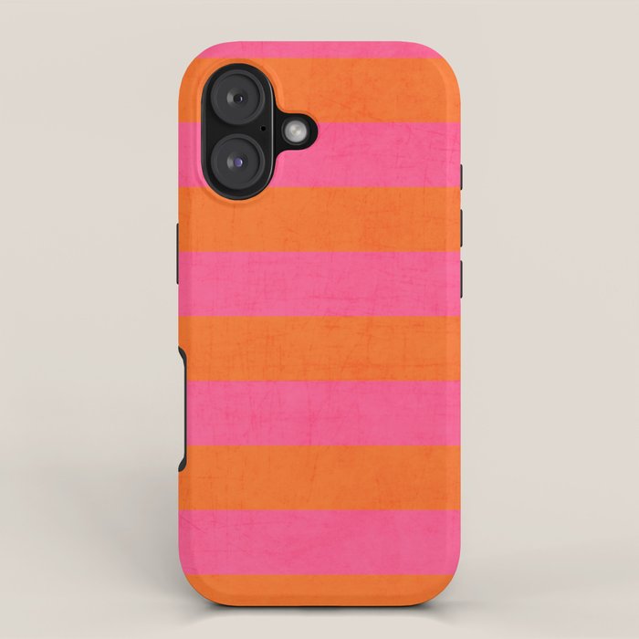 hot pink and orange stripes iPhone Case Gallery Image 1