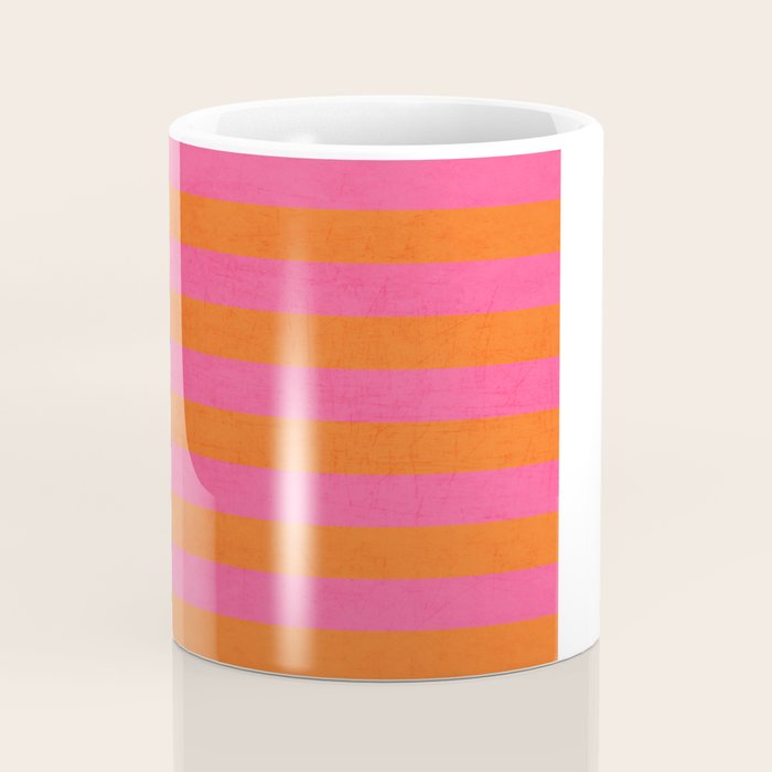 hot pink and orange stripes Coffee Mug Gallery Image 4