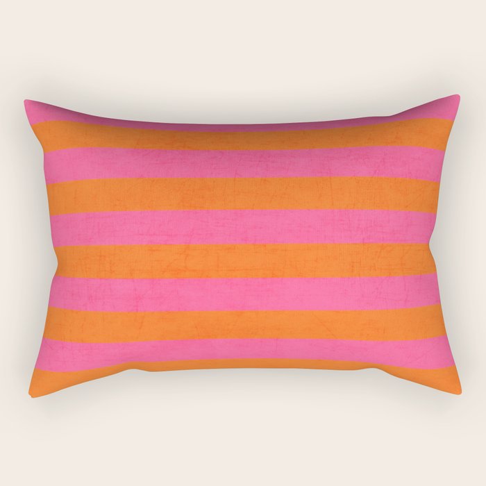 hot pink and orange stripes Rectangular Pillow Gallery Image 2