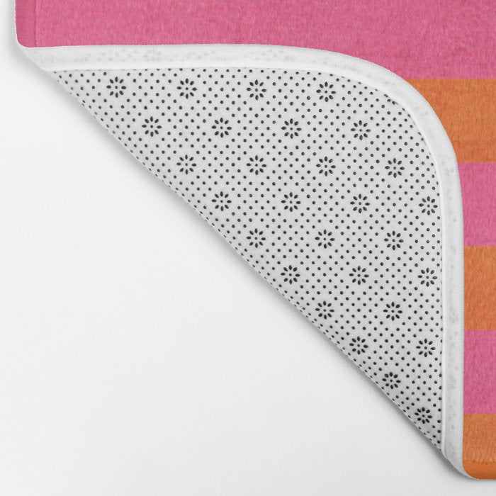hot pink and orange stripes Bath Mat Gallery Image 2