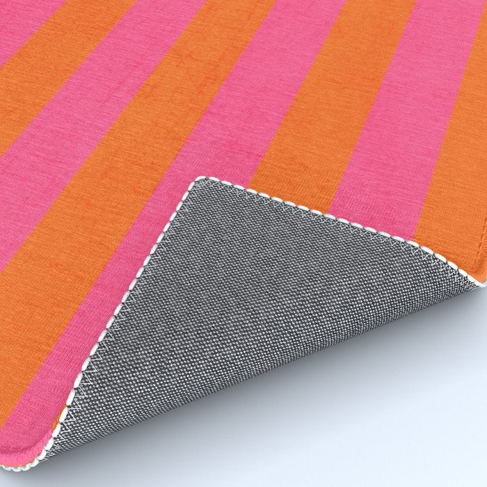 hot pink and orange stripes Rug Gallery Image 4