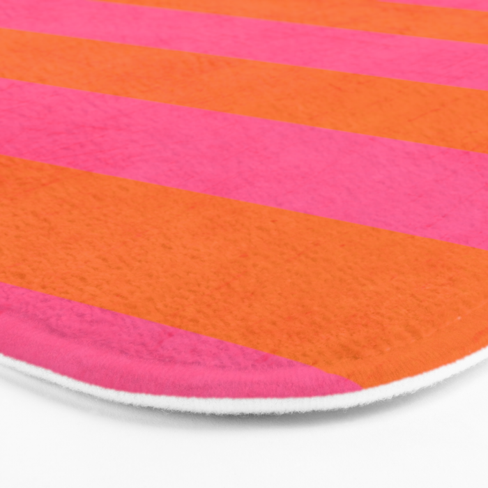 hot pink and orange stripes Bath Mat Gallery Image 3