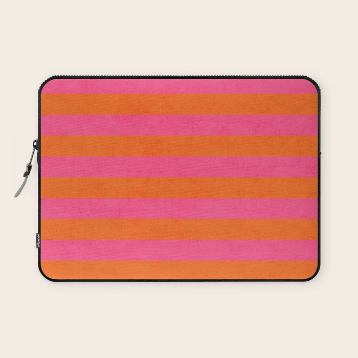 hot pink and orange stripes Laptop Sleeve Gallery Image 1