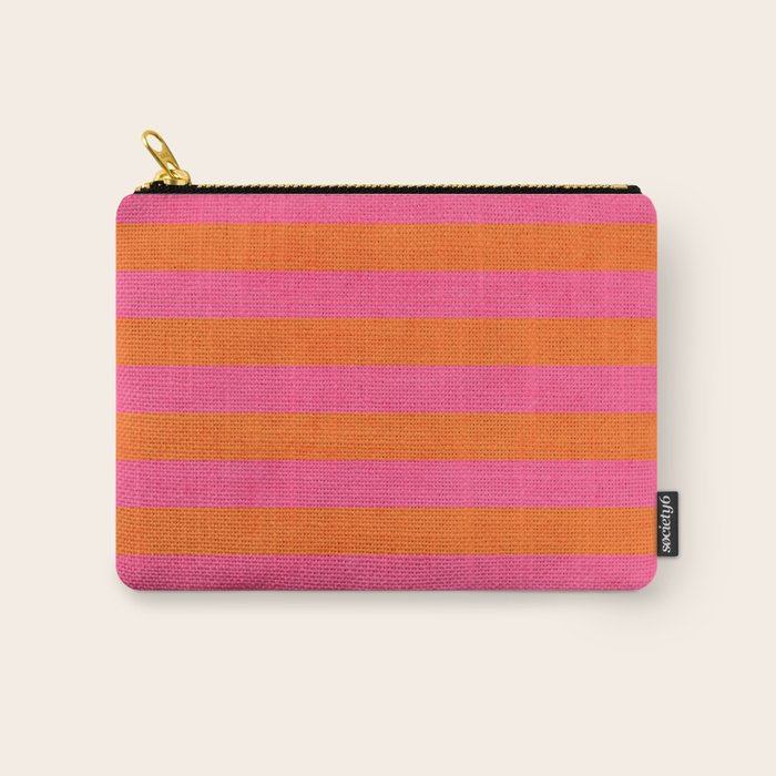 hot pink and orange stripes Carry All Pouch Gallery Image 1