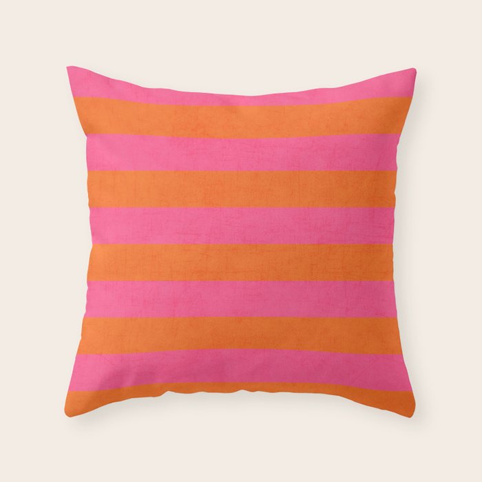 hot pink and orange stripes Throw Pillow Gallery Image 6