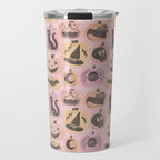 Halloween Pumpkins - vintage pink and black  Travel Mug Gallery Image 1