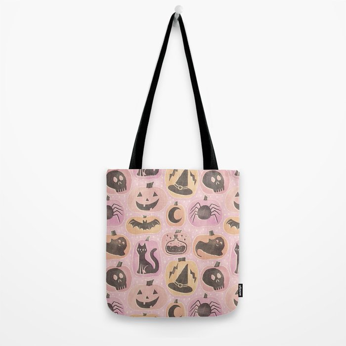 Halloween Pumpkins - vintage pink and black  Tote Bag Gallery Image 2