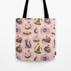 Halloween Pumpkins - vintage pink and black  Tote Bag Gallery Image 1