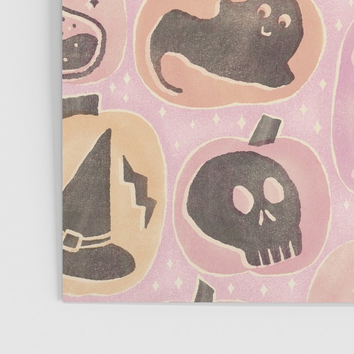 Halloween Pumpkins - vintage pink and black  Poster Gallery Image 3