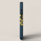 Fish Stripe 6 Minimalist Mid Century Modern Pattern in Light Mustard and Navy Blue iPhone Case Gallery Image 2