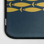 Fish Stripe 6 Minimalist Mid Century Modern Pattern in Light Mustard and Navy Blue Laptop Sleeve Gallery Image 3
