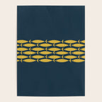 Fish Stripe 6 Minimalist Mid Century Modern Pattern in Light Mustard and Navy Blue Poster Gallery Image 4